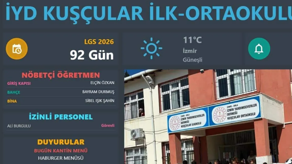 İzmir Yardımsevenler Derneği Kuşçular İlkokulu fotoğrafı